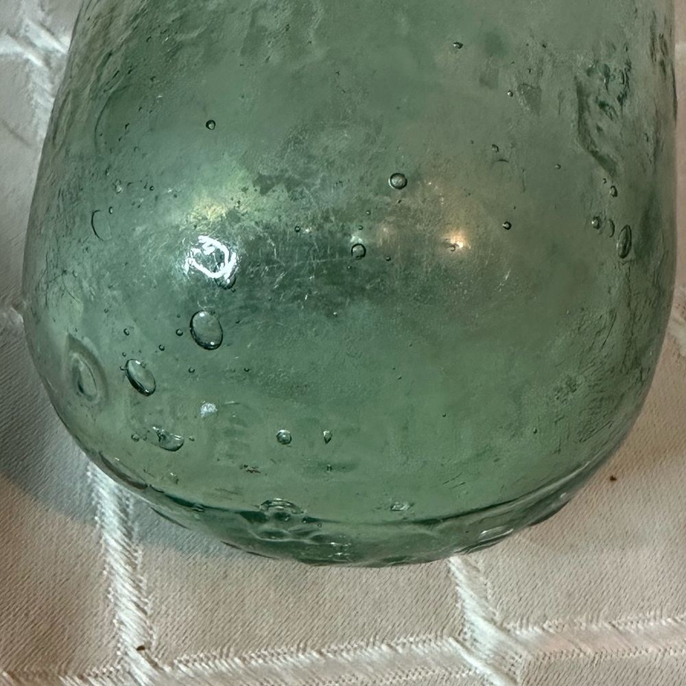 Antique 1800s Light Green Torpedo Bottle, 9” tall - Picture 2 of 7